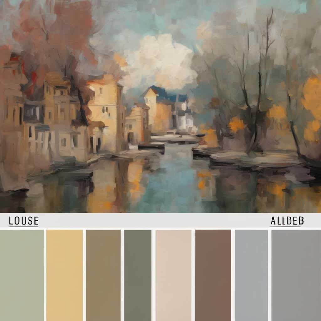 Ζωγραφική εικόνα με ήσυχο τοπίο και συντηρητικά χρώματα, τέχνη ως διαλογική σιωπή, καλλιτεχνική έκφραση και ανοιχτός διάλογος.